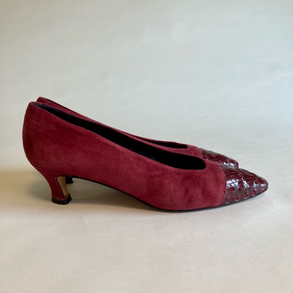 Bally Burgundy Suede Leather Heels size 9.5 - Picture 3 of 14